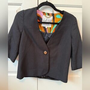 Milly New York Black Cropped Blazer with Button Detail